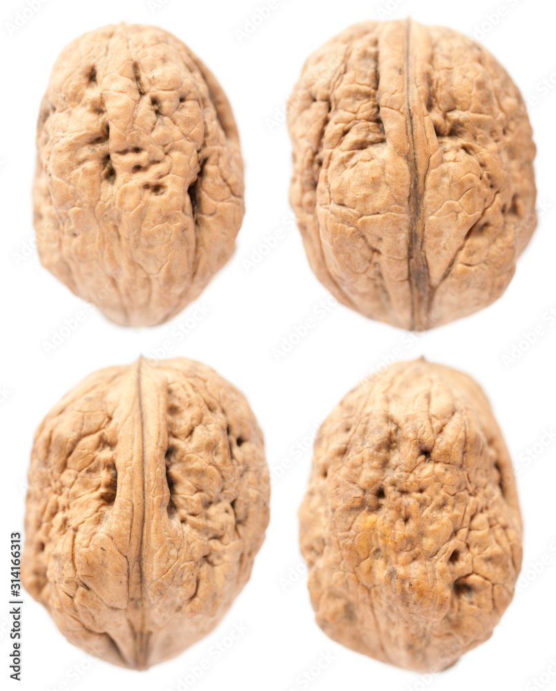 Walnuts on isolated white background