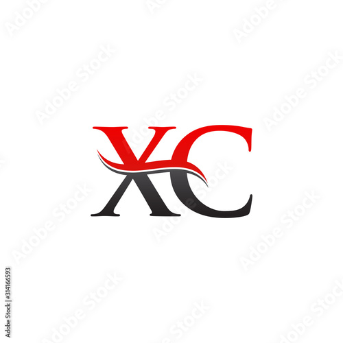 Initial XC Letter Linked Logo. Creative Letter XC Logo Vector With Red and Black Color. XC Logo Design.