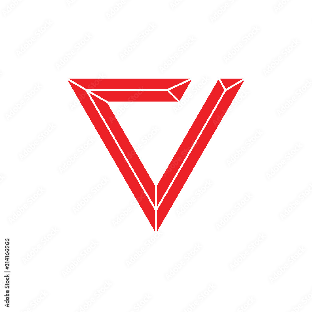 triangle 3d letter v logo vector triangle 3d letter v logo vector