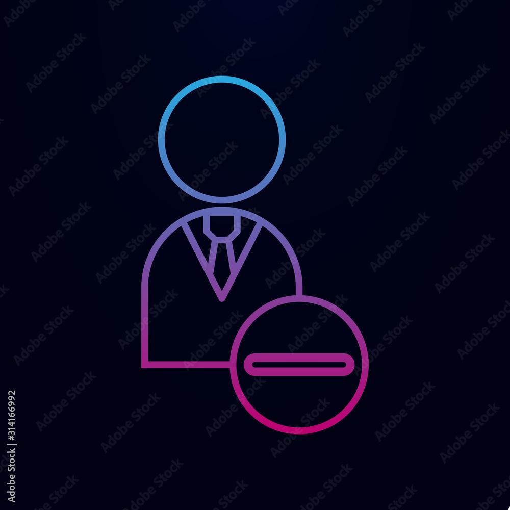 Employee minus line nolan icon. Simple thin line, outline vector of team work icons for ui and ux, website or mobile application Employee minus line nolan icon. Simple thin line, outline vector of team work icons for ui and ux, website or mobile application