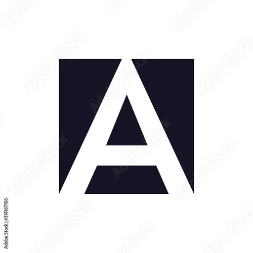 letter a square negative space simple logo vector