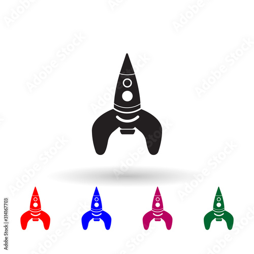 Spacecraft toy multi color icon. Simple glyph, flat vector of toys icons for ui and ux, website or mobile application