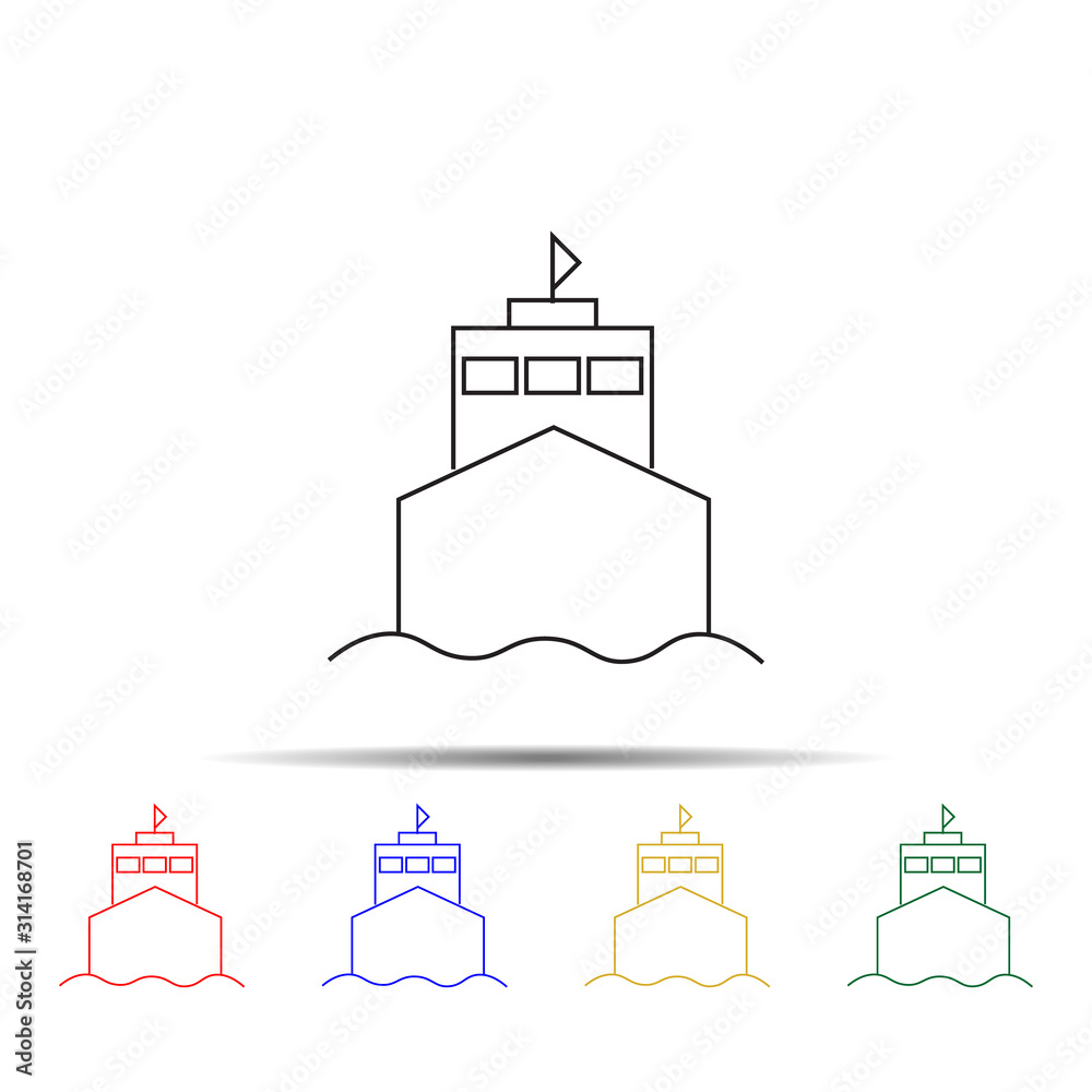 Ship multi color style icon. Simple thin line, outline vector of transport icons for ui and ux, website or mobile application