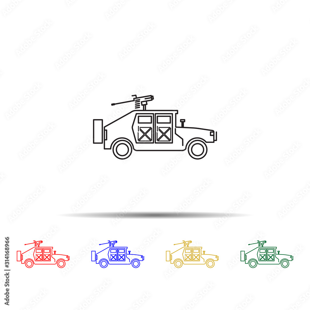 war humvee military multi color style icon. Simple thin line, outline vector of transport icons for ui and ux, website or mobile application