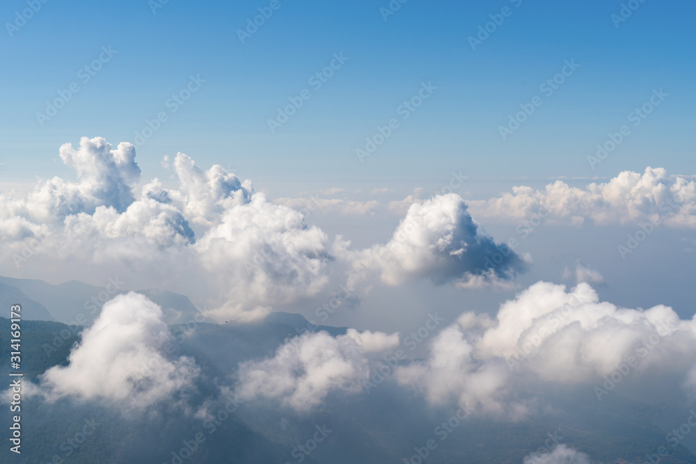 Beautiful Cloudscape. Aerial view of clouds and sky. Bird eye view from airplane window. Clouds panorama from airplane. High resolution photo Beautiful Cloudscape. Aerial view of clouds and sky. Bird eye view from airplane window. Clouds panorama from airplane. High resolution photo