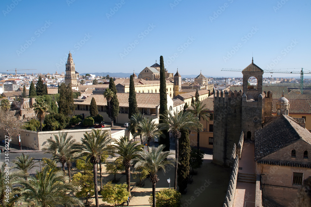 Cordoba Spain, skyline including the  Great Mosque of Cordoba or Mezquita