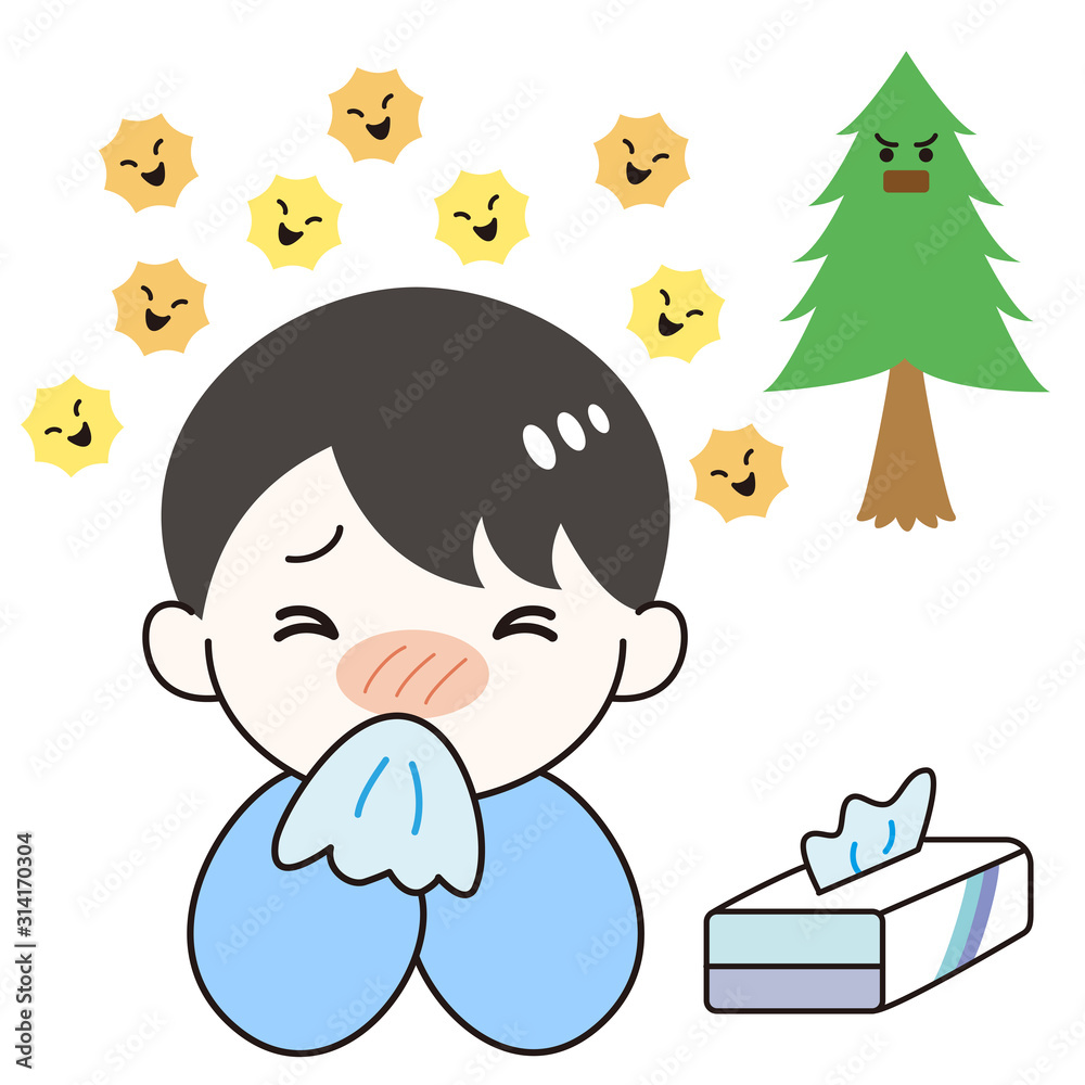 花粉症男性症状鼻水スギ花粉stock Vector Adobe Stock
