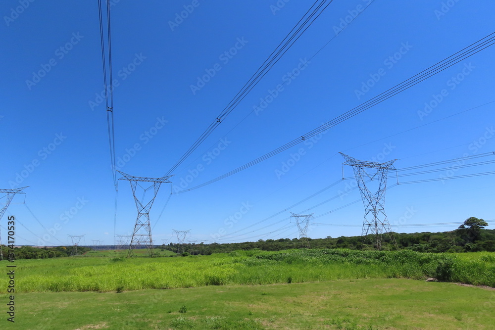 electric power line in field