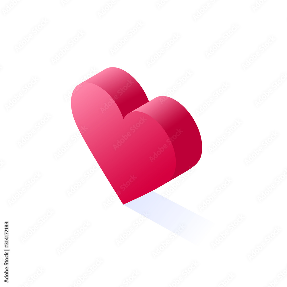 Red love heart icon. Isometric of red love heart vector icon for web design isolated on white background Red love heart icon. Isometric of red love heart vector icon for web design isolated on white background