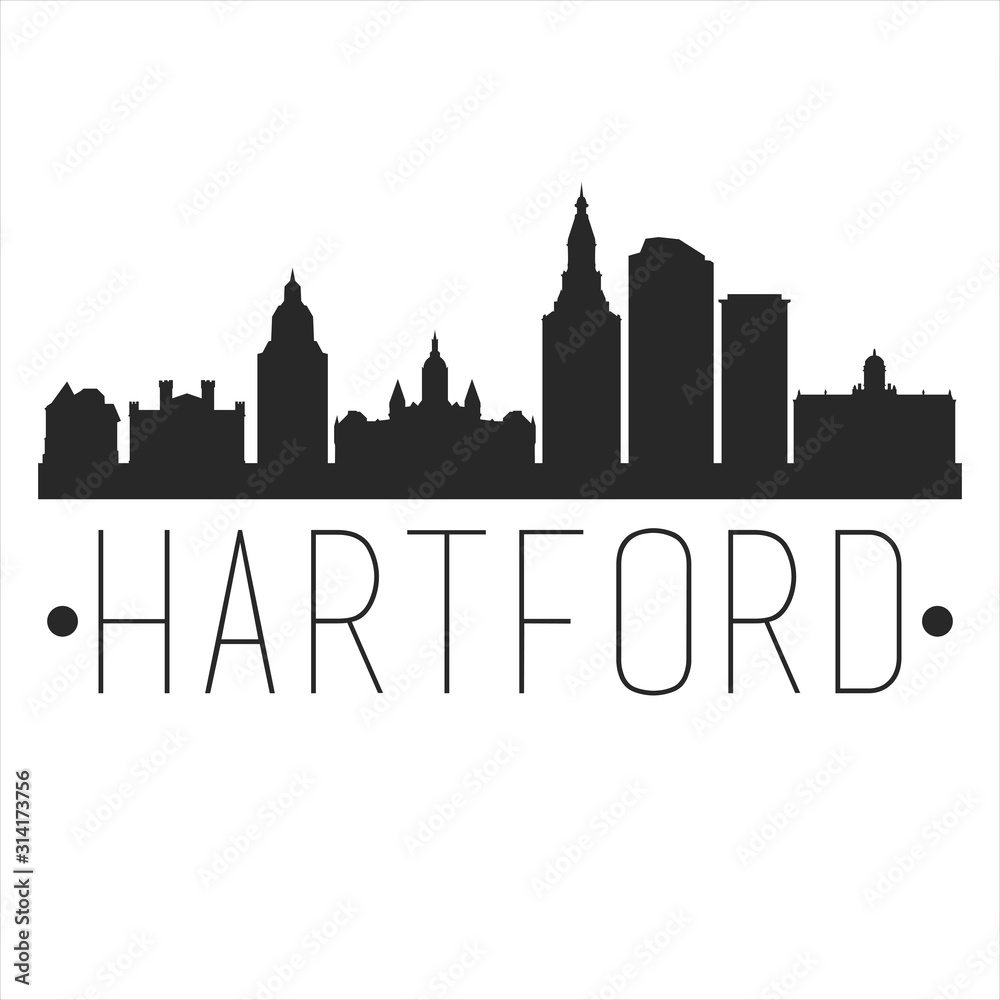 Hartford Connecticut. City Skyline. Silhouette City. Design Vector. Famous Monuments.