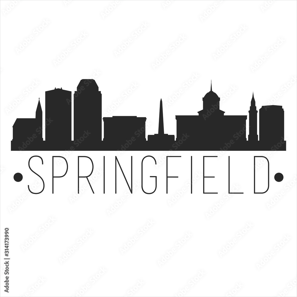 Springfield Illinois. City Skyline. Silhouette City. Design Vector. Famous Monuments.