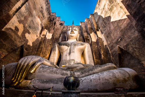 Background Unseen tourist attractions in Thailand  Big Buddha statue in Wat Si Chum  in Sukhothai province  tourists always come to see the beauty.