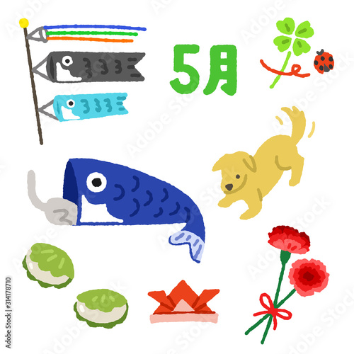 5月素材　犬と猫