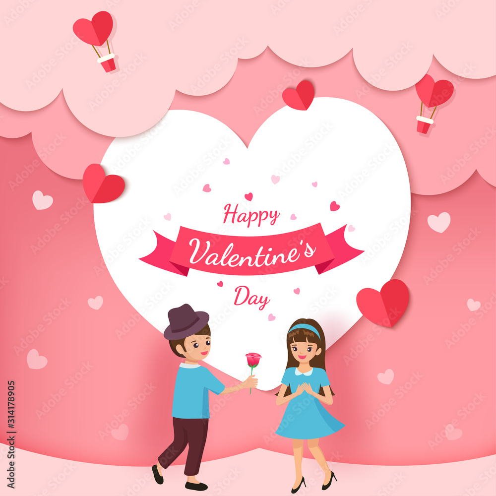 Illustration of lover with pink background and heart Illustration of lover with pink background and heart