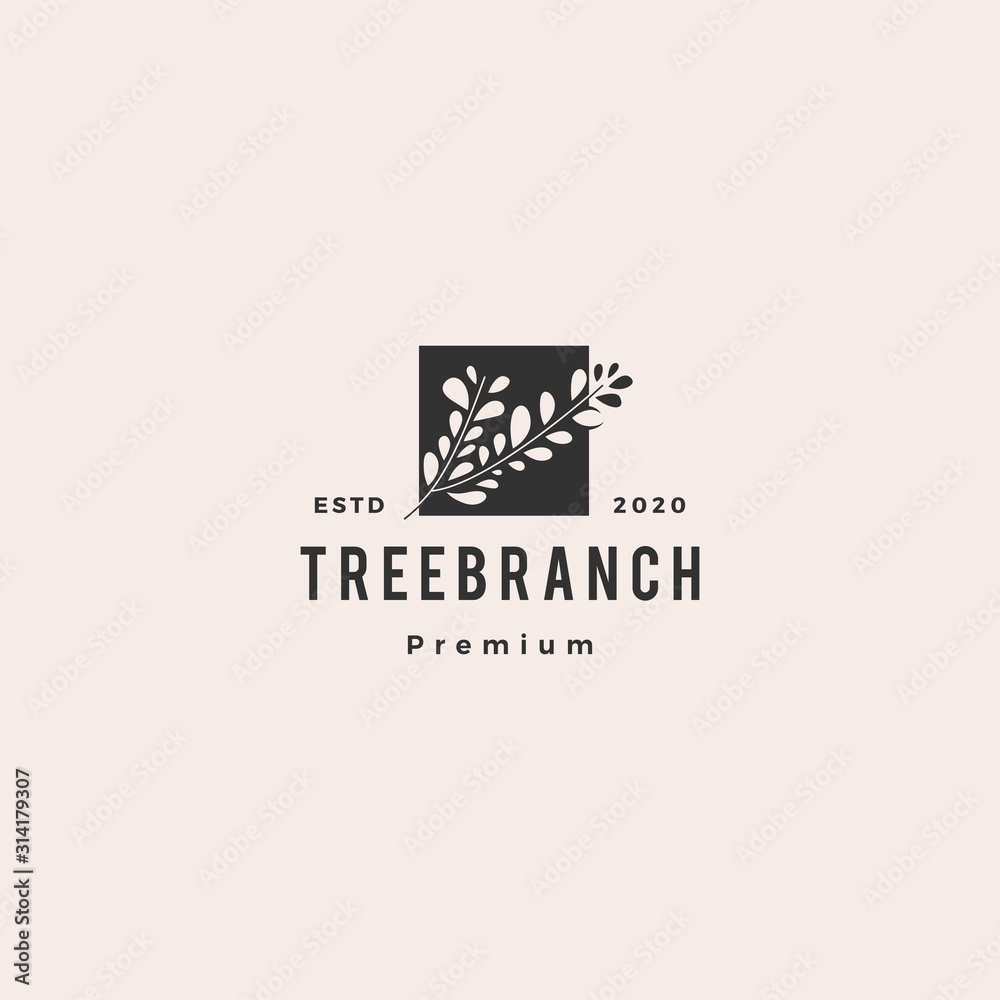 tree branch leaf logo hipster vintage retro vector icon illustration