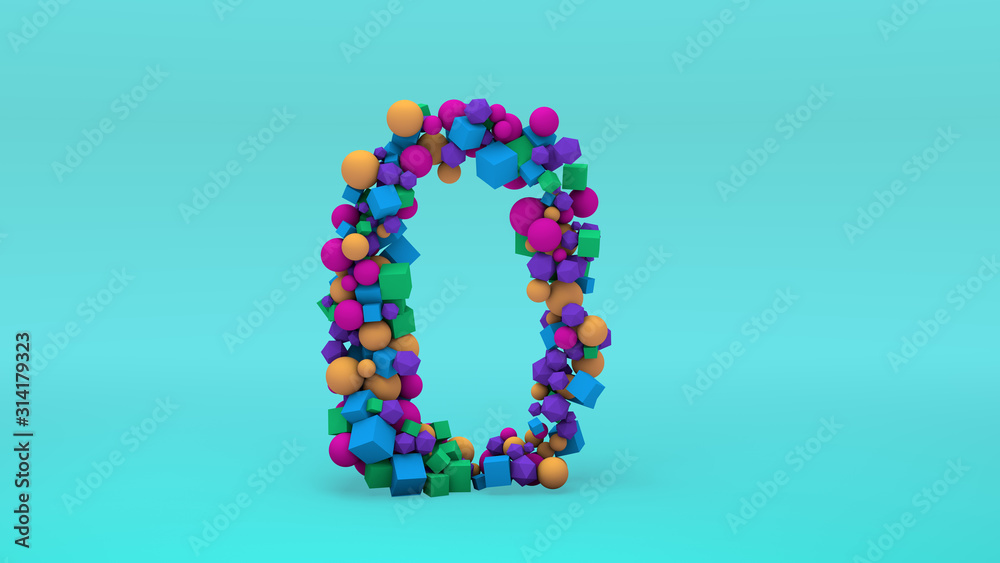 Number Zero formed with geometric shapes