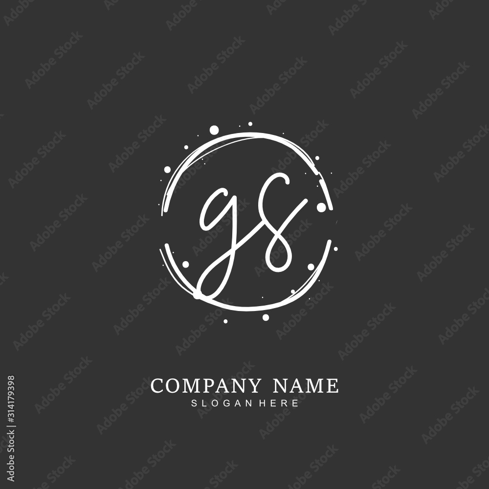 Handwritten initial letter G S GS for identity and logo. Vector logo template with handwriting and signature style. Handwritten initial letter G S GS for identity and logo. Vector logo template with handwriting and signature style.