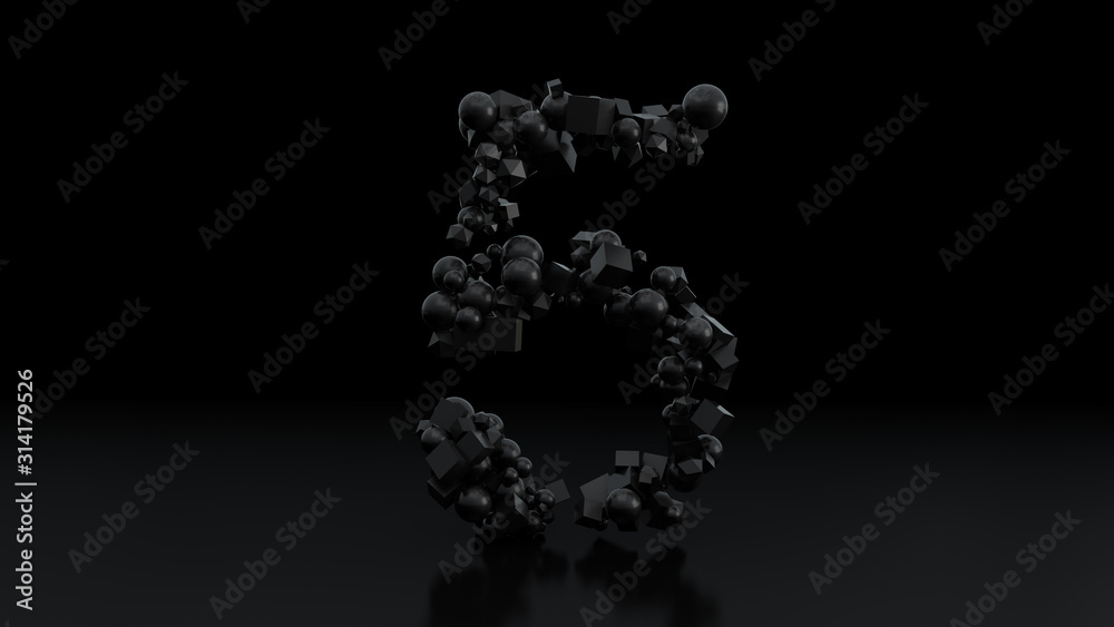 Number Five formed with geometric shapes Number Five formed with geometric shapes