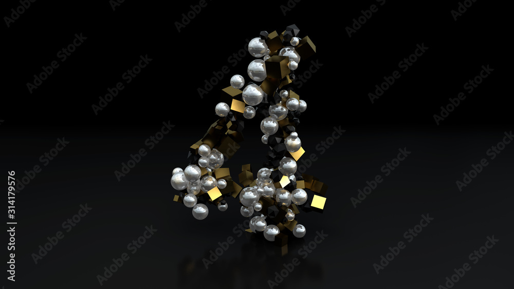 Number Four formed with geometric shapes Number Four formed with geometric shapes