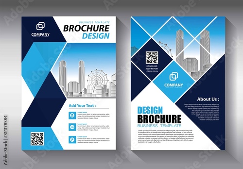 Business abstract vector template. Brochure design, cover modern layout, annual report, poster, flyer in A4 with colorful triangles, geometric shapes for tech, science, market with light background
