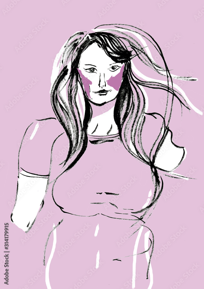 girl hand drawn illustration,art design girl hand drawn illustration,art design
