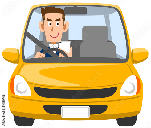 脇見運転する男性