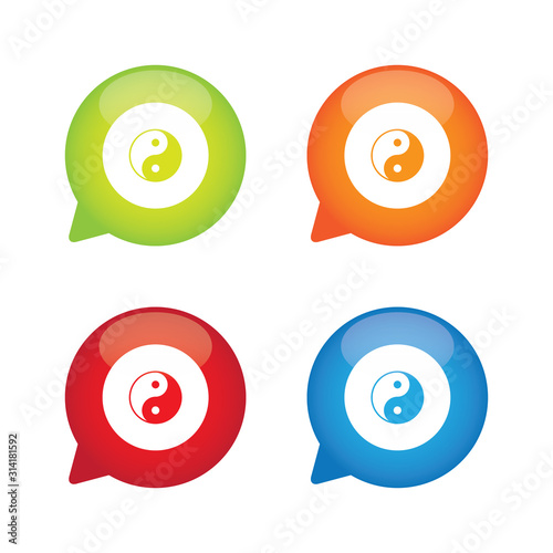 Colorful Glossy Yin Yang Speech Bubble Labels