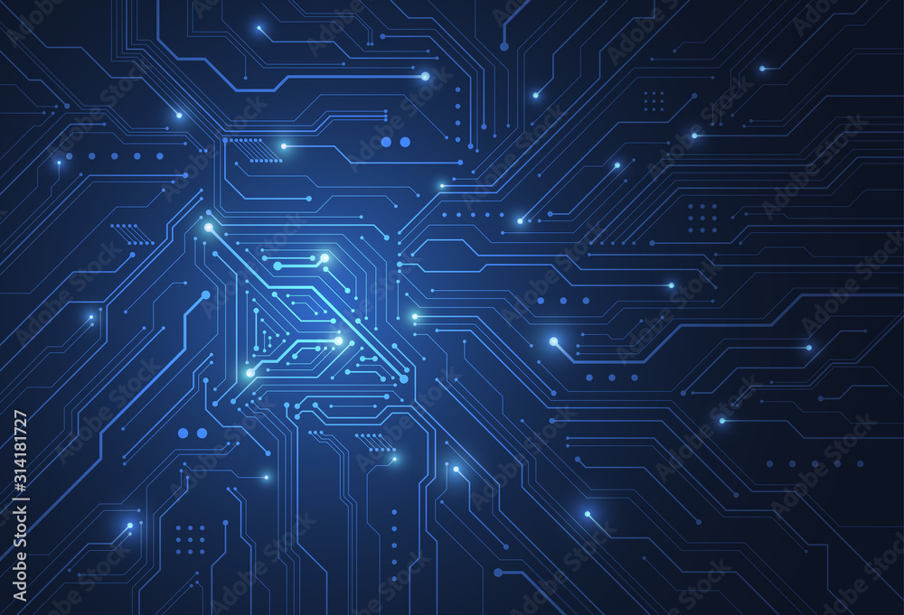 Abstract digital background with technology circuit board texture. Electronic motherboard illustration. Communication and engineering concept. Vector illustration
