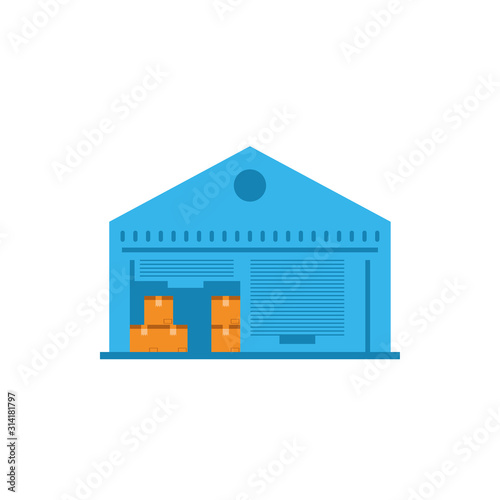 Tableau sur toile Isolated delivery boxes and garage vector design