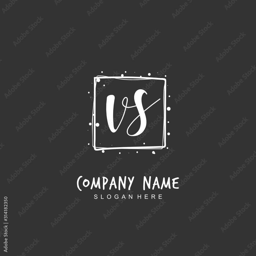 Handwritten initial letter V S VS for identity and logo. Vector logo template with handwriting and signature style.