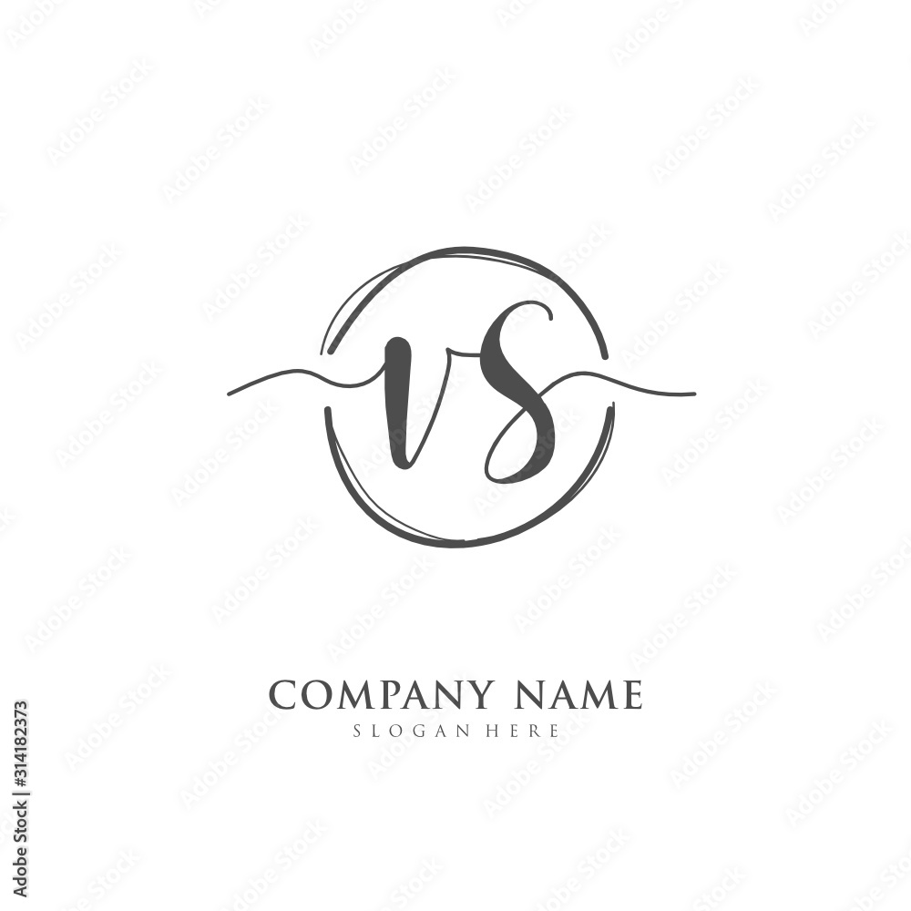Handwritten initial letter V S VS for identity and logo. Vector logo template with handwriting and signature style. Handwritten initial letter V S VS for identity and logo. Vector logo template with handwriting and signature style.