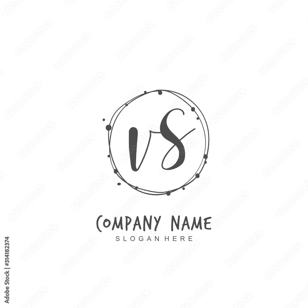 Handwritten initial letter V S VS for identity and logo. Vector logo template with handwriting and signature style. Handwritten initial letter V S VS for identity and logo. Vector logo template with handwriting and signature style.