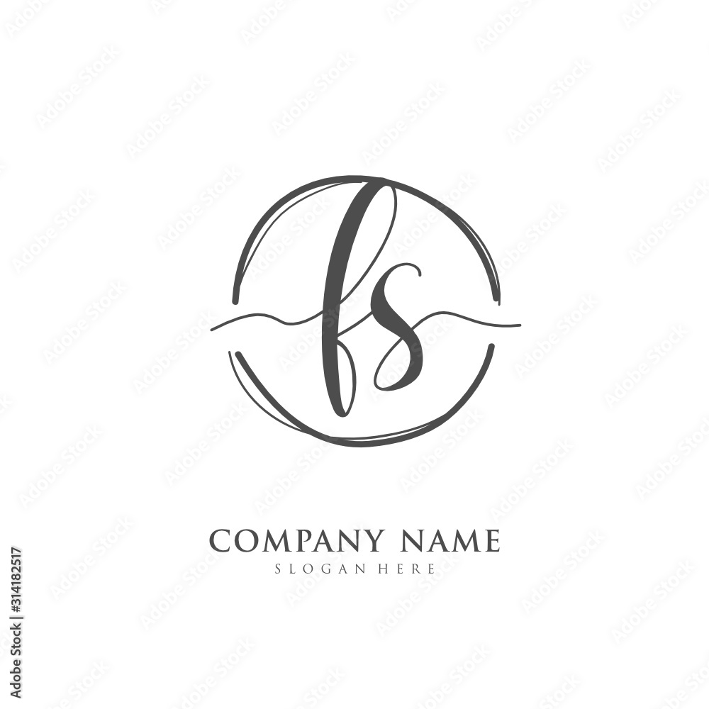 Handwritten initial letter F S FS for identity and logo. Vector logo template with handwriting and signature style. Handwritten initial letter F S FS for identity and logo. Vector logo template with handwriting and signature style.