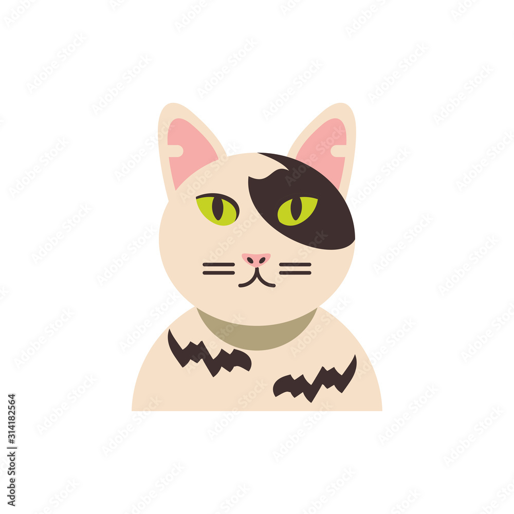 Obraz premium Cute white and black cat cartoon vector design