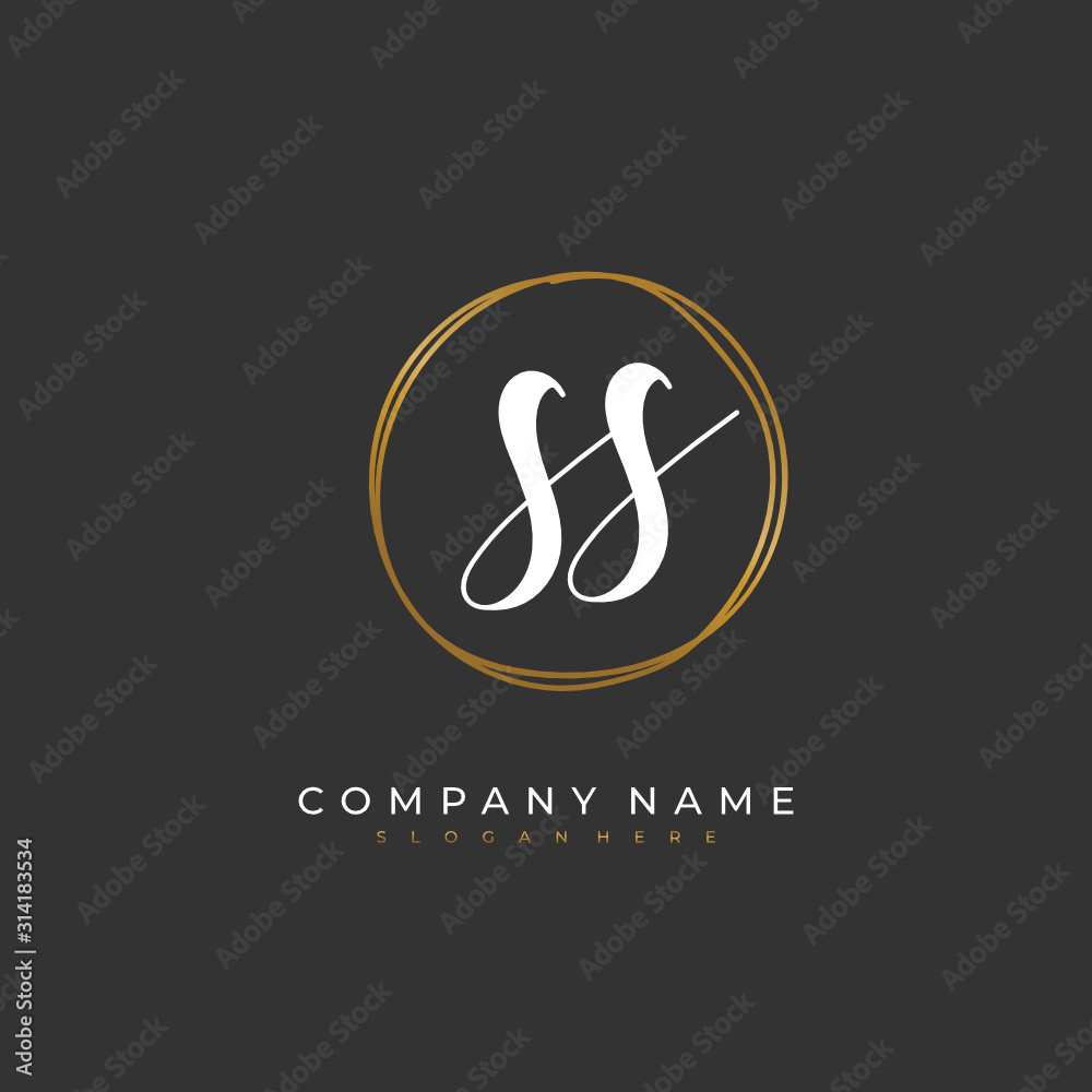 Handwritten initial letter S SS for identity and logo. Vector logo template with handwriting and signature style. Handwritten initial letter S SS for identity and logo. Vector logo template with handwriting and signature style.