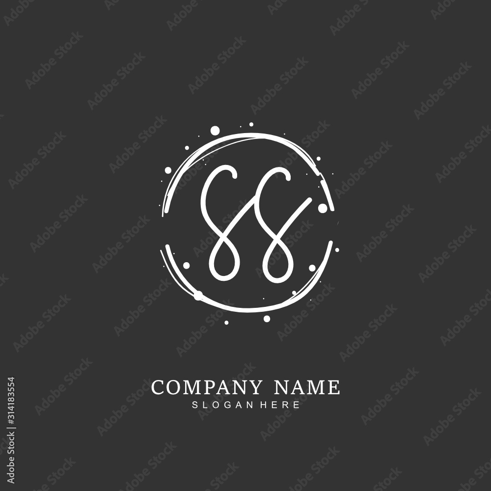 Handwritten initial letter S SS for identity and logo. Vector logo template with handwriting and signature style. Handwritten initial letter S SS for identity and logo. Vector logo template with handwriting and signature style.