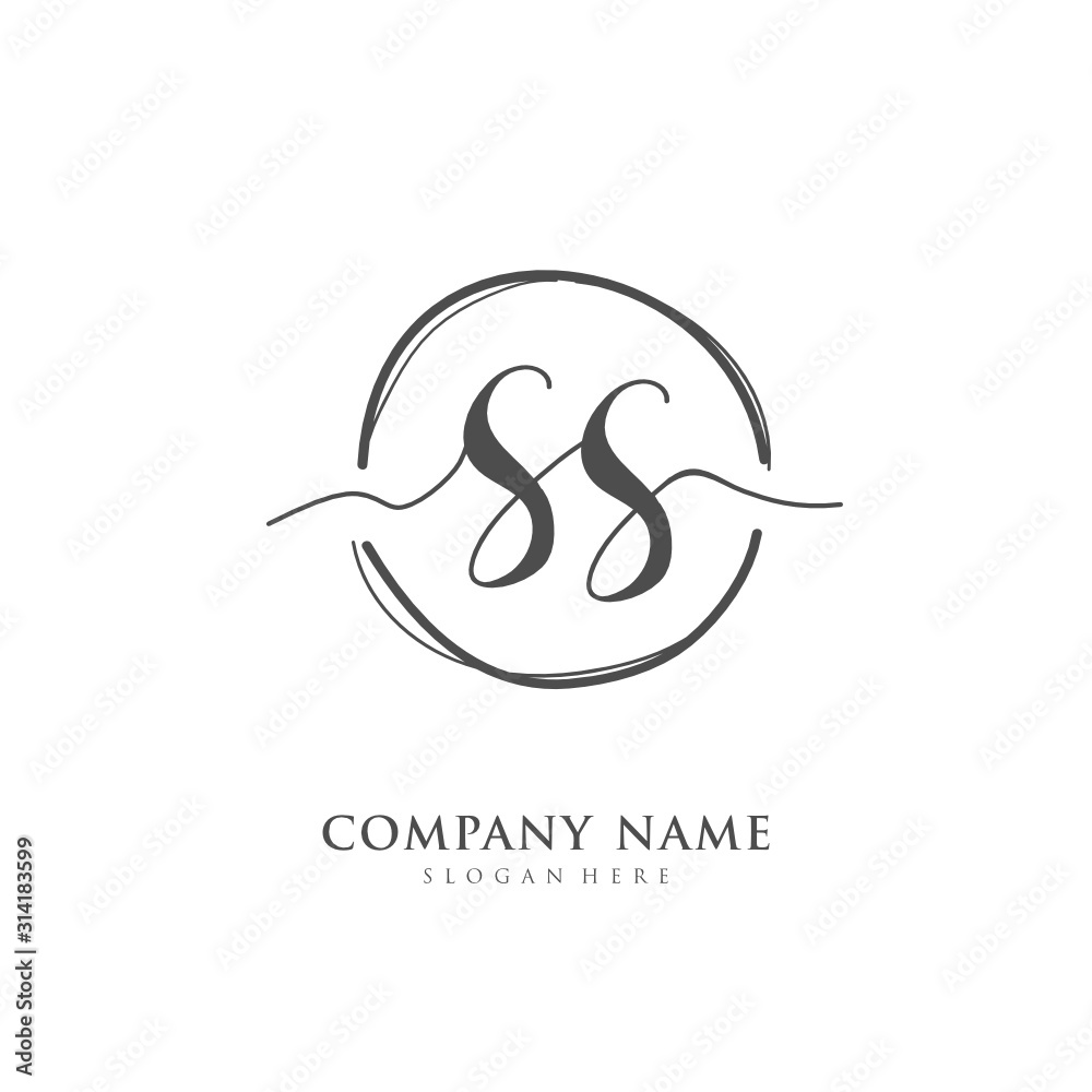 Handwritten initial letter S SS for identity and logo. Vector logo template with handwriting and signature style. Handwritten initial letter S SS for identity and logo. Vector logo template with handwriting and signature style.