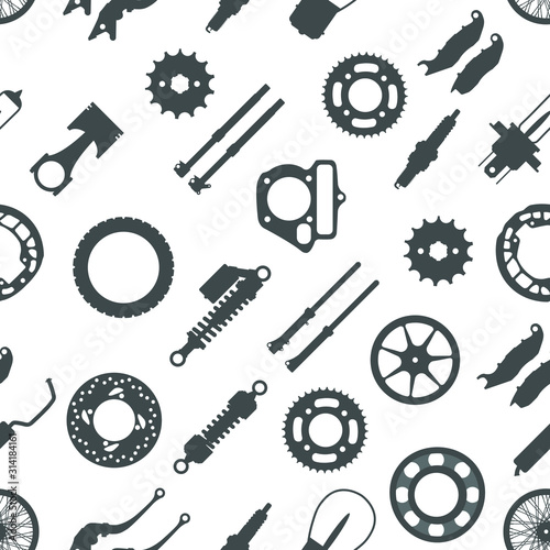 flat seamless pattern vector motorcycle part , wrench. Cartoon. Biker motoclub. Gasoline engine. Freedom rider. Illustration, element for design and wallpaper.