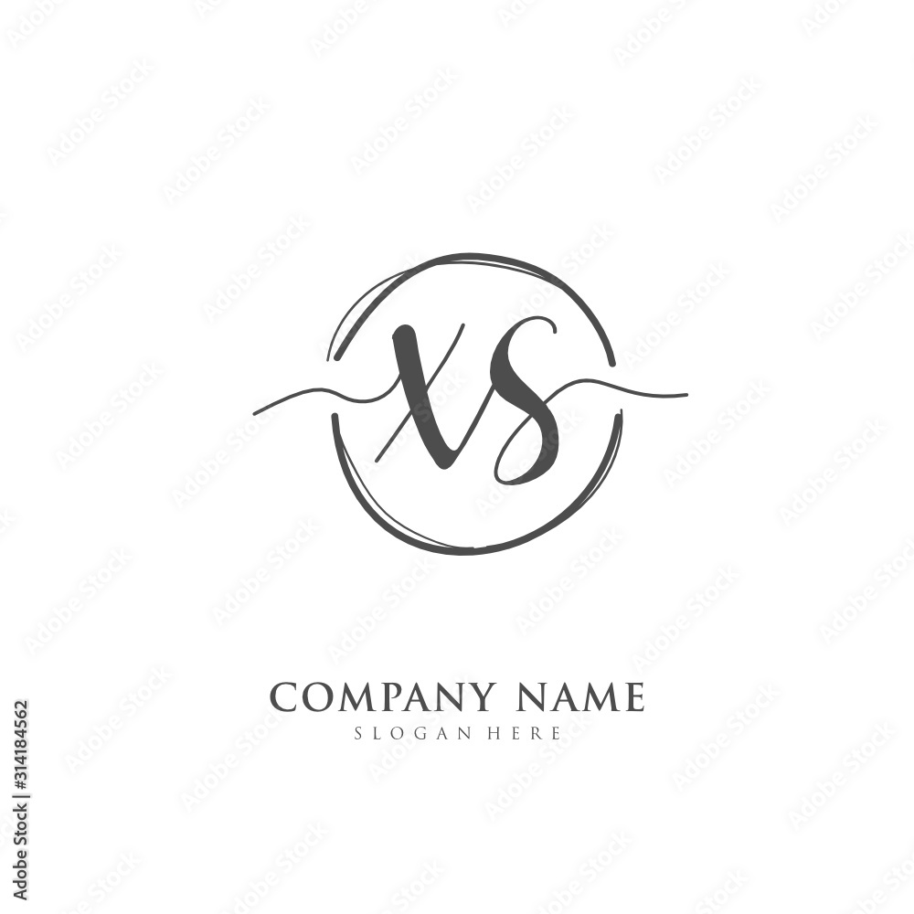 Handwritten initial letter X S XS for identity and logo. Vector logo template with handwriting and signature style.