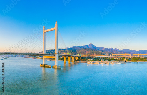 City Scenery of both sides of Minjiang River, Fuzhou City, Fujian Province, China