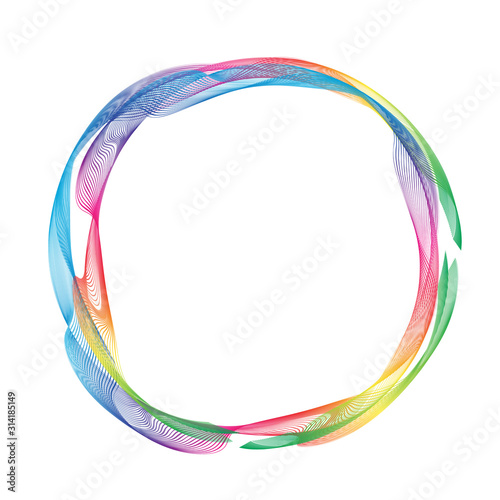 Colorful Wave Line Circle Frame On White Background. Party Decoration Vector