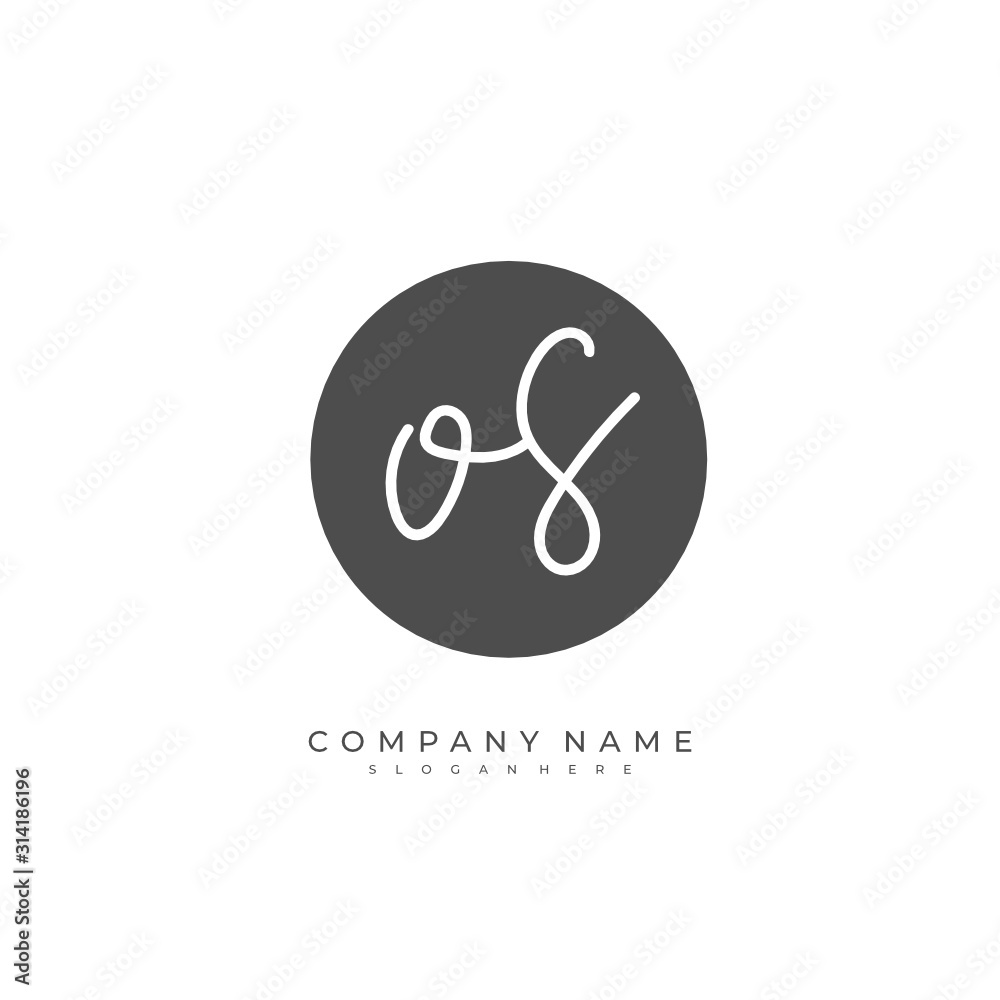 Handwritten initial letter O S OS for identity and logo. Vector logo template with handwriting and signature style. Handwritten initial letter O S OS for identity and logo. Vector logo template with handwriting and signature style.