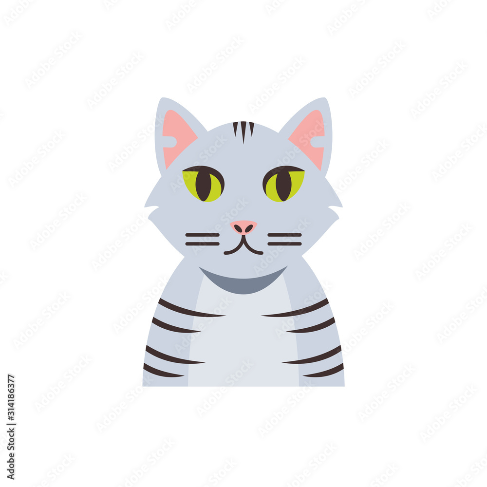 Cute grey and striped cat cartoon vector design Cute grey and striped cat cartoon vector design