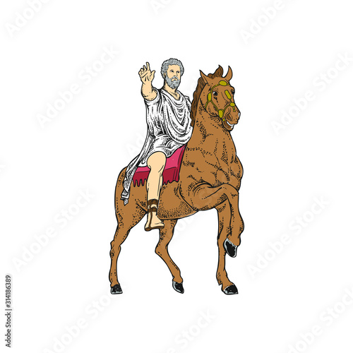 Roman diplomat riding a horse  vector