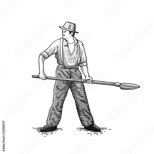 farmers work using shovels vector illustration.                     