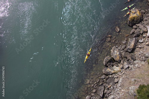 Yellow Kayak From Above
