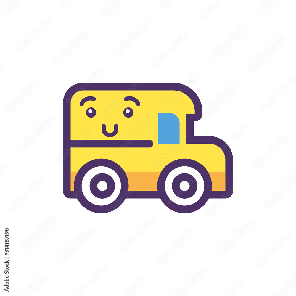 Fototapeta premium Kawaii bus cartoon vector design