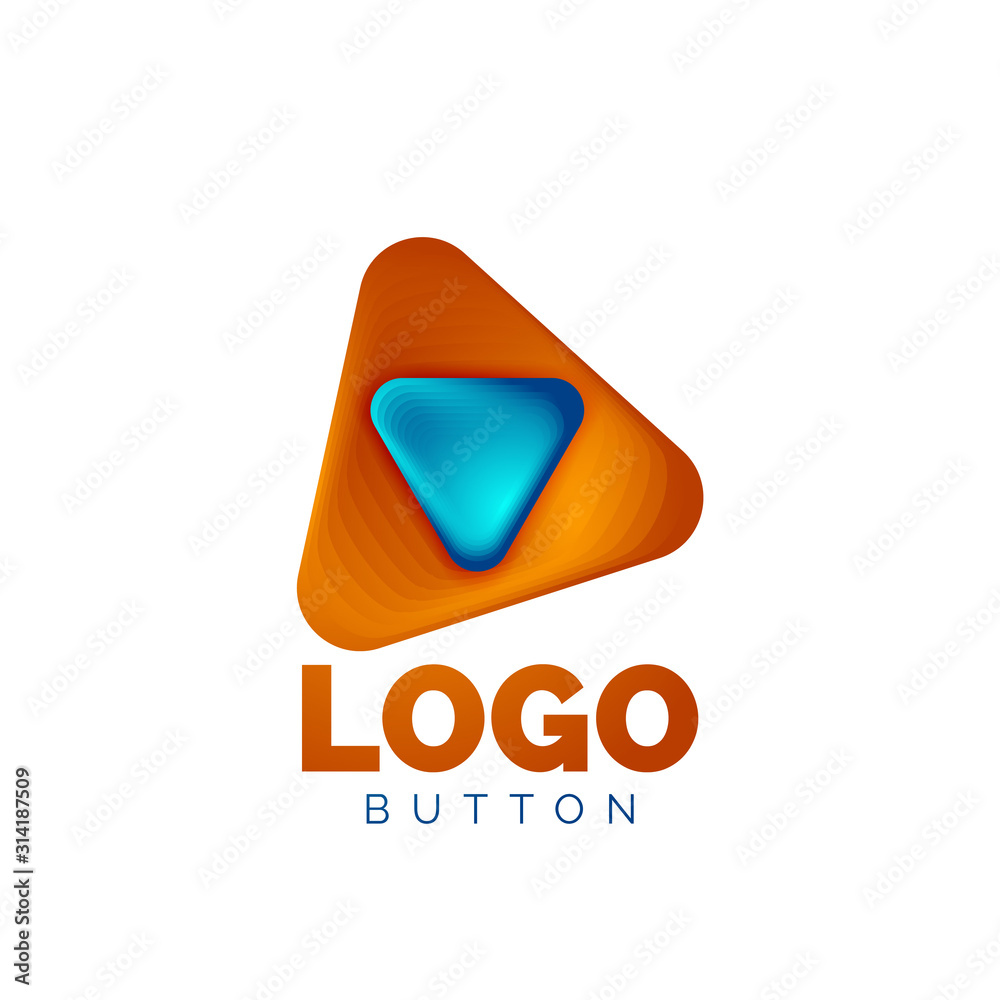 Play, arrow or download button icon, minimal design business logo template. 3d geometric bold in relief style with color blend steps effect. Vector Illustration For Wallpaper, Banner, Background, Card Play, arrow or download button icon, minimal design business logo template. 3d geometric bold in relief style with color blend steps effect. Vector Illustration For Wallpaper, Banner, Background, Card