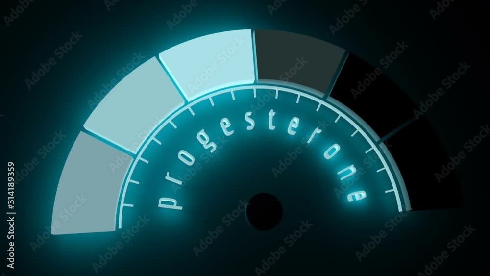 Hormone progesterone test result. The measuring device. Infographic gauge element. Flash light