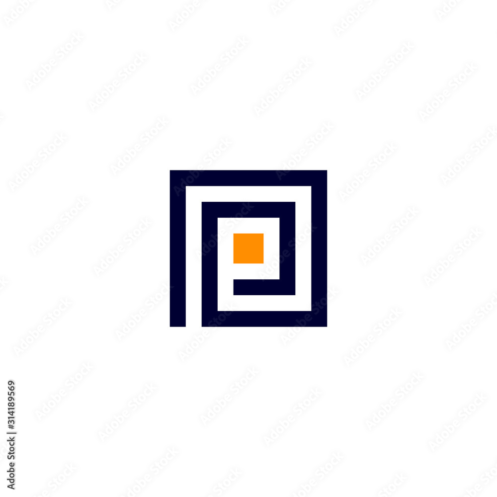 letter P in box logo design letter P in box logo design